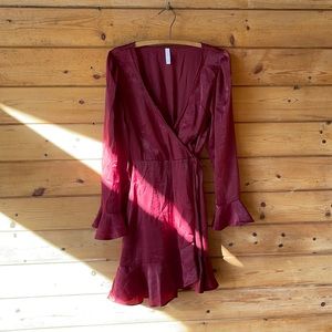 Burgundy Mini Wrap Dress